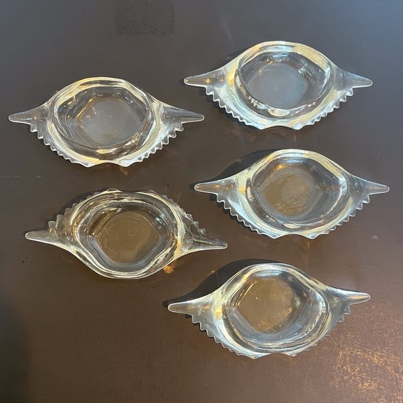 Vintage Glasbake Clear Glass Deviled Crab Baking Shell Dishes Set of 5 - Picture 1 of 12